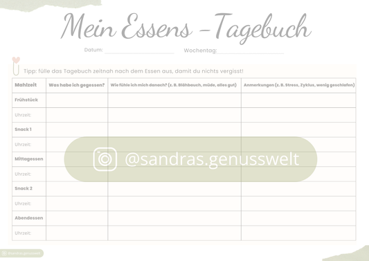 Mein Essens-Tagebuch – PDF-Vorlage zum Ausdrucken