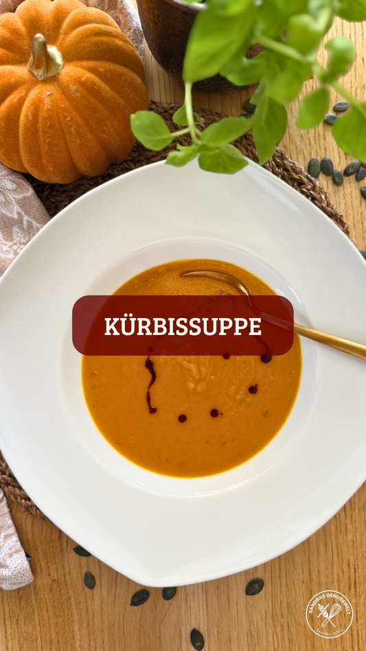 Glutenfreie, ofengeröstete Kürbissuppe