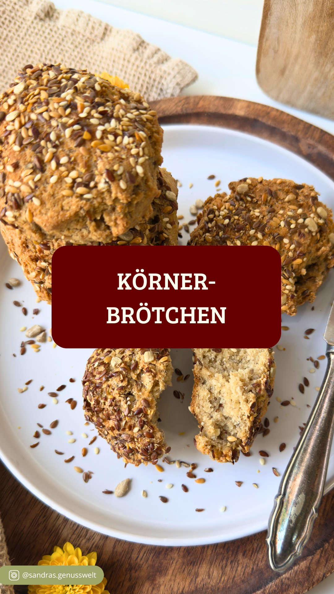 Glutenfreie Körnerbrötchen ohne Fertigmischung, saftig und sättigend