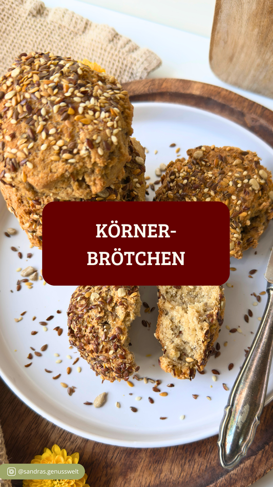 Glutenfreie Körnerbrötchen ohne Fertigmischung, saftig und sättigend