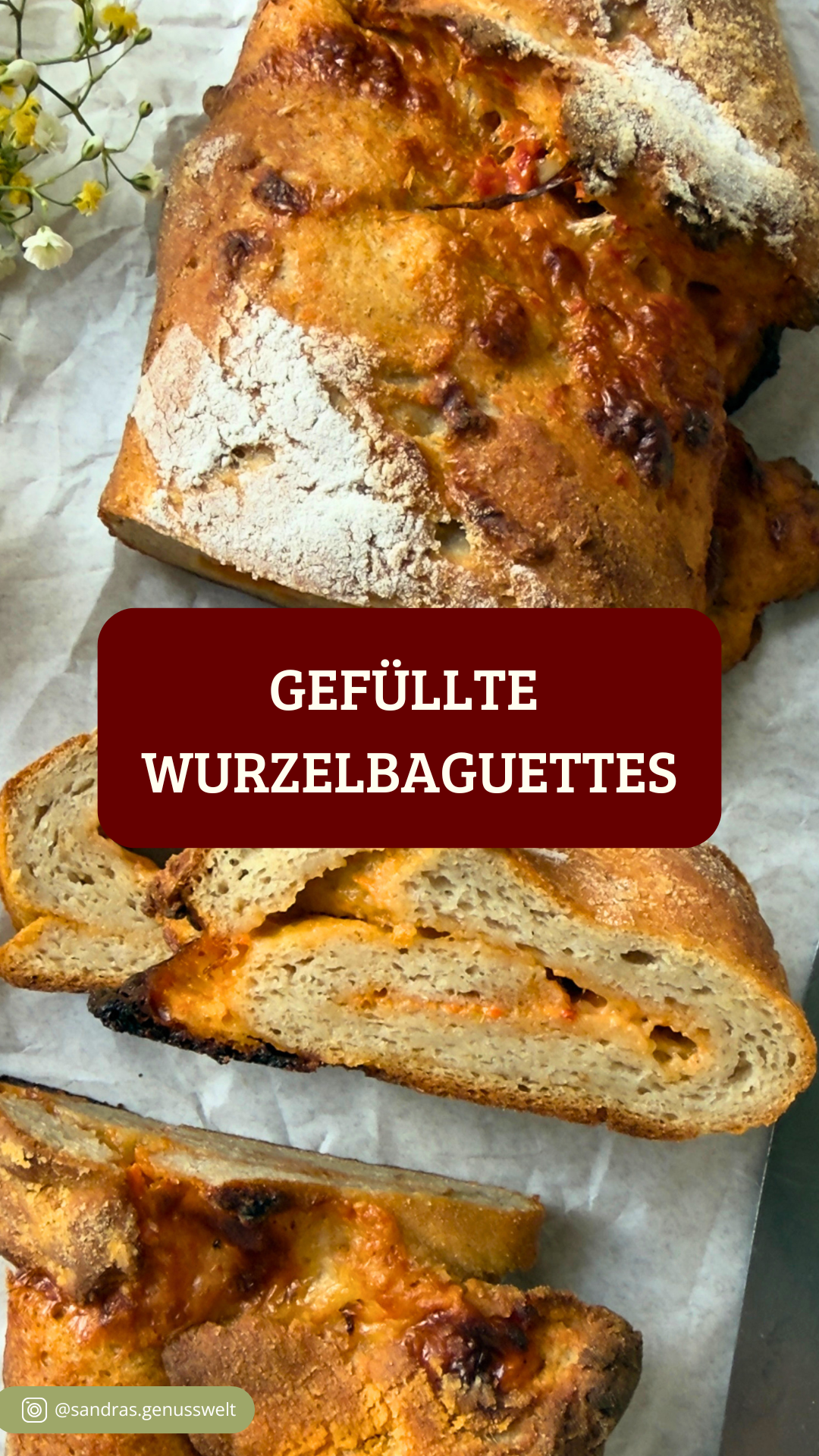 Glutenfreie gefüllte Wurzelbaguettes